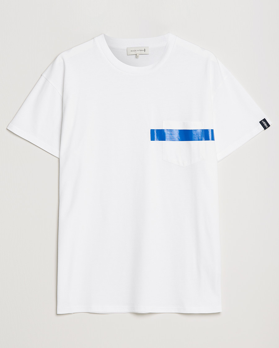 Men | T-Shirts | Mackintosh | Stripe Print Plain Tee White
