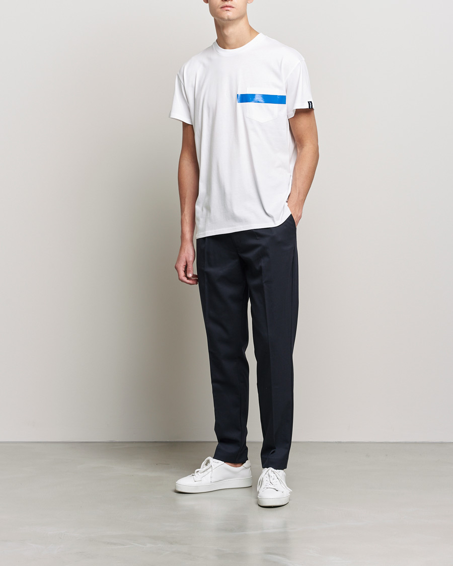 Men | T-Shirts | Mackintosh | Stripe Print Plain Tee White
