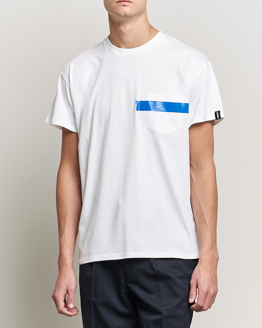 Men | T-Shirts | Mackintosh | Stripe Print Plain Tee White