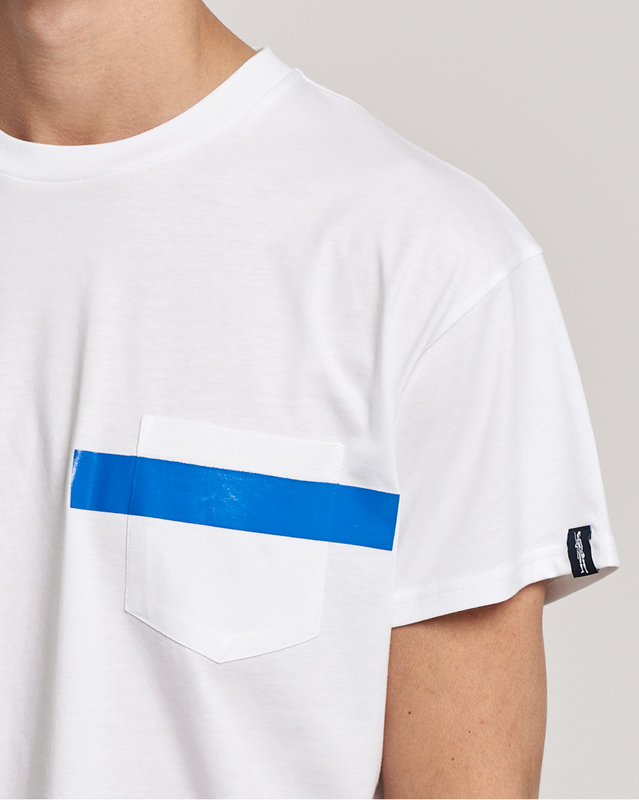 Men | T-Shirts | Mackintosh | Stripe Print Plain Tee White
