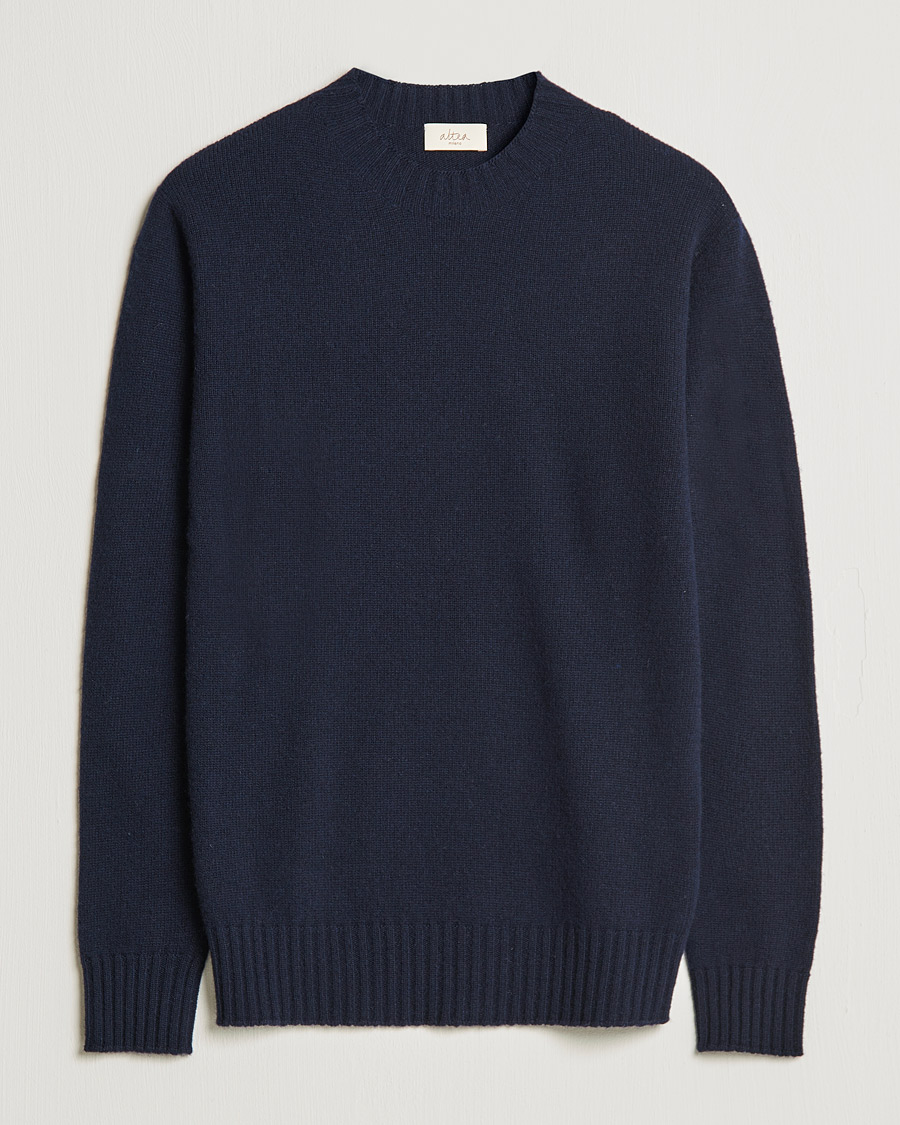 Men |  | Altea | Wool/Cashmere Cew Neck Sweater Navy