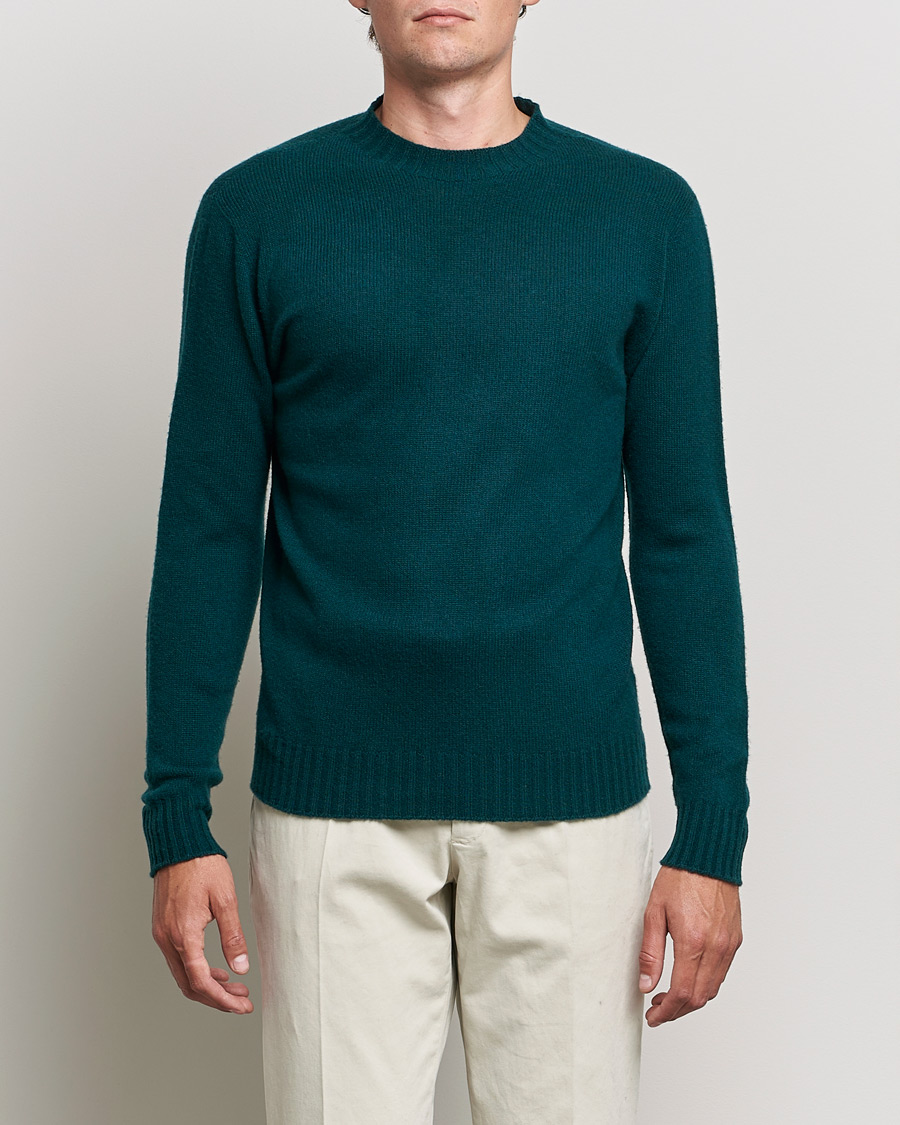 Men | Italian Department | Altea | Wool/Cashmere Crew Neck Sweater Bottle Green
