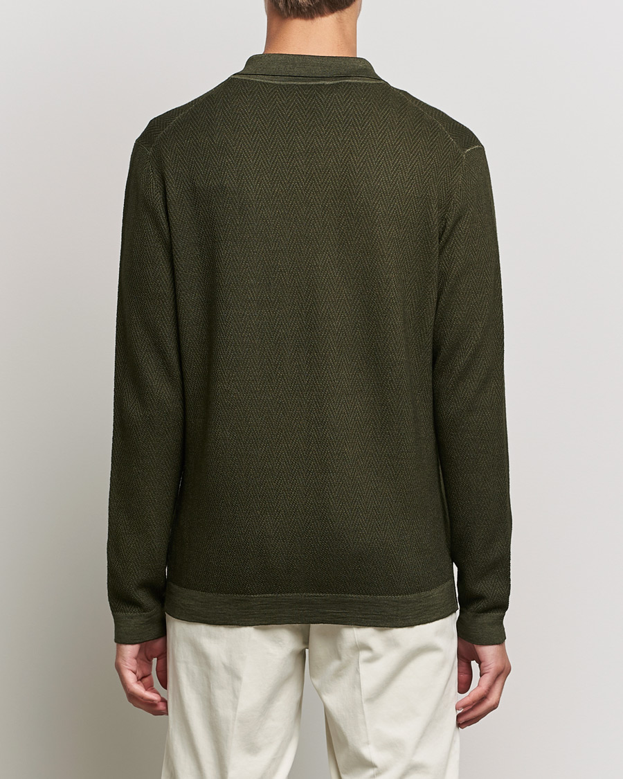 Men | Sweaters & Knitwear | Altea | Herringbone Wool Shirt Dark Green