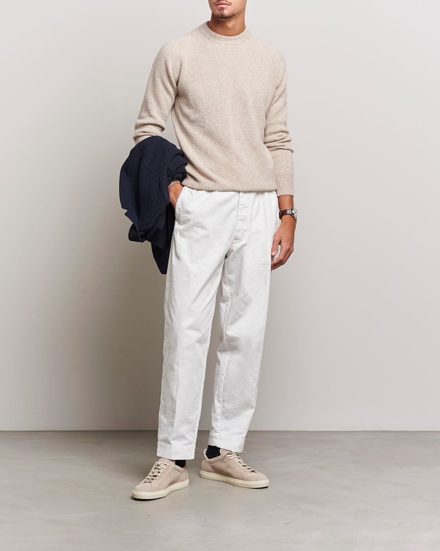 Men | Sweaters & Knitwear | Altea | Wool/Cashmere Crew Neck Pullover Beige Melange