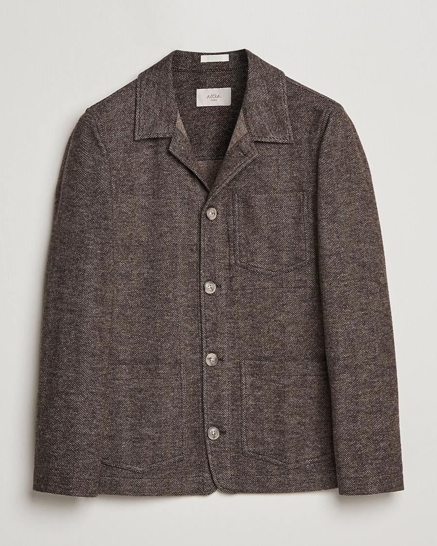 Men | Coats & Jackets | Altea | Herringbone Wool Chore Jacket Brown