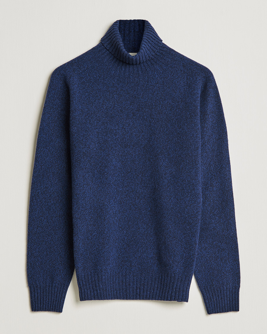 Men | Sweaters & Knitwear | Altea | Cashmere Mouline Rollneck Navy Melange