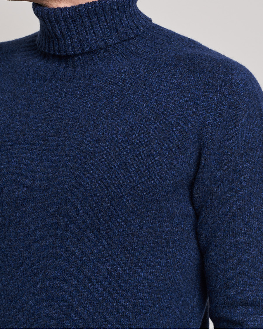 Men | Sweaters & Knitwear | Altea | Cashmere Mouline Rollneck Navy Melange