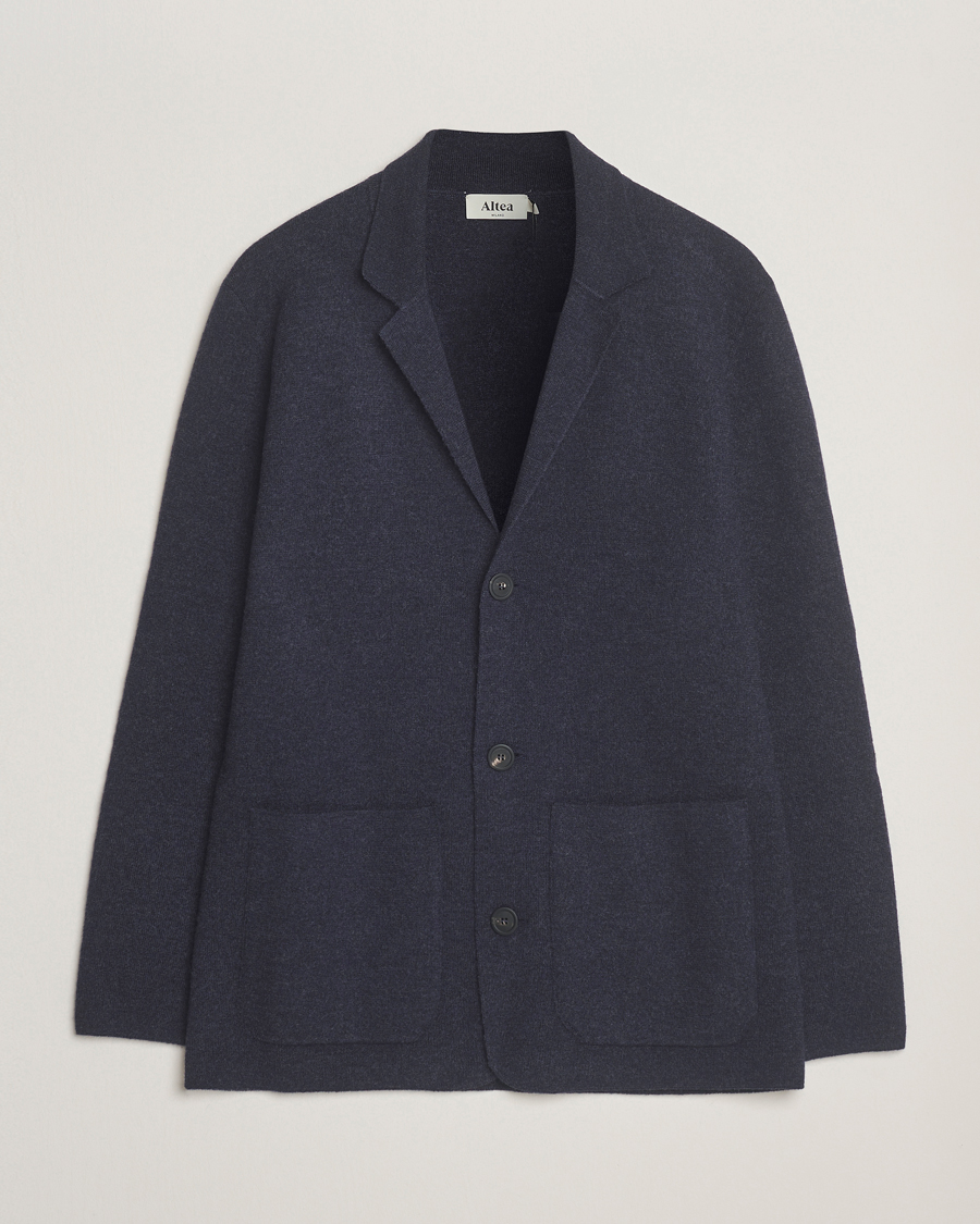 Altea Soft Wool Knitted Blazer Navy at CareOfCarl.com