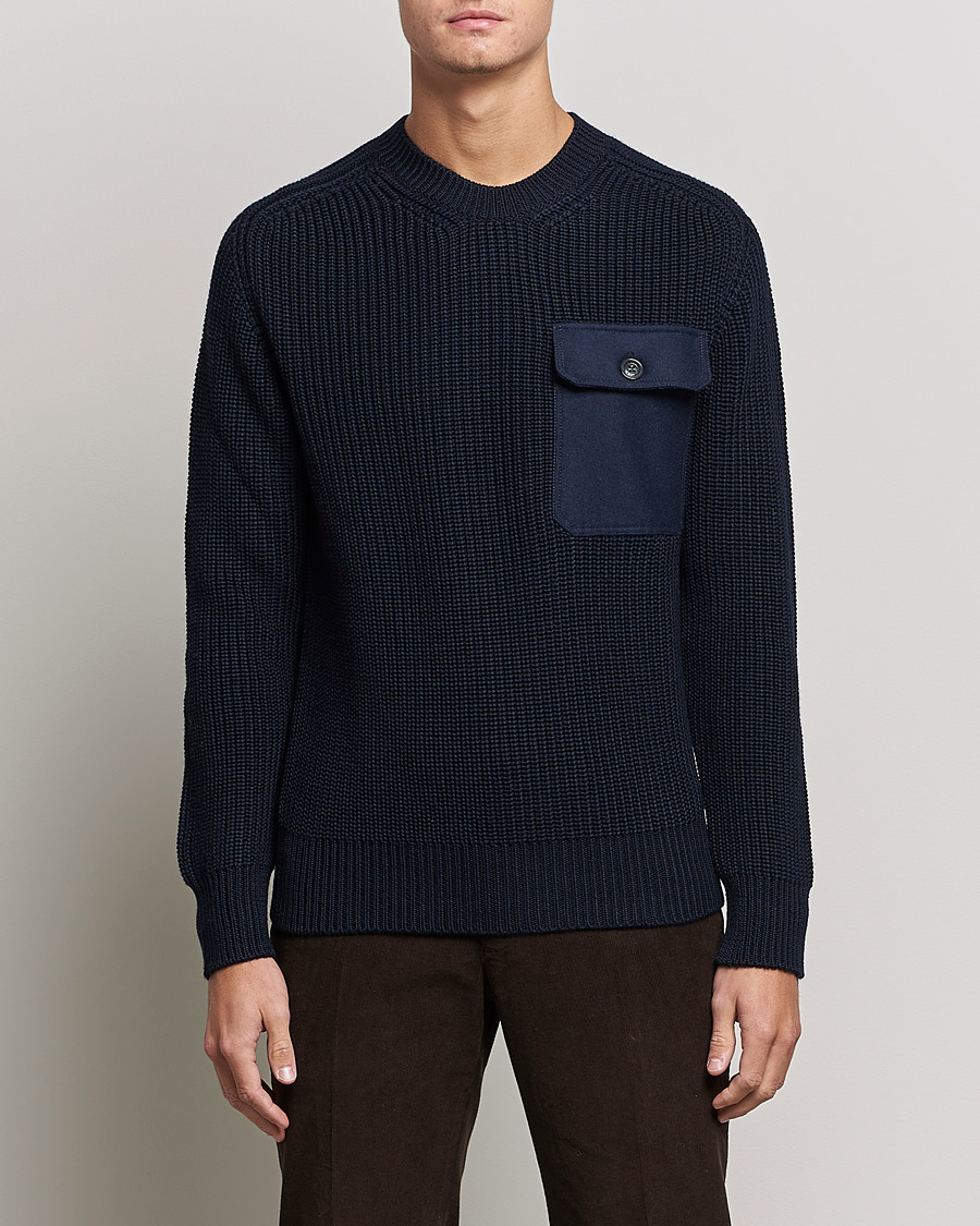 Men |  | Altea | Fisherman Pocket Sweater Navy