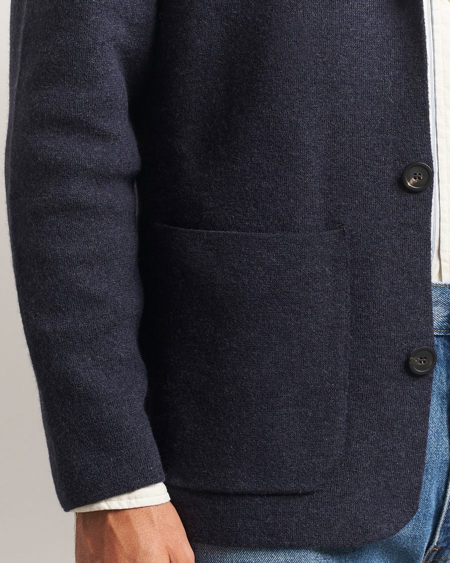 Men | Sweaters & Knitwear | Altea | Soft Wool Knitted Blazer Navy