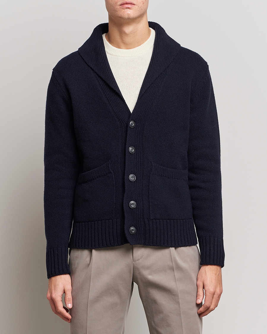 Men | Sweaters & Knitwear | Altea | Shawl Collar Cardigan Navy
