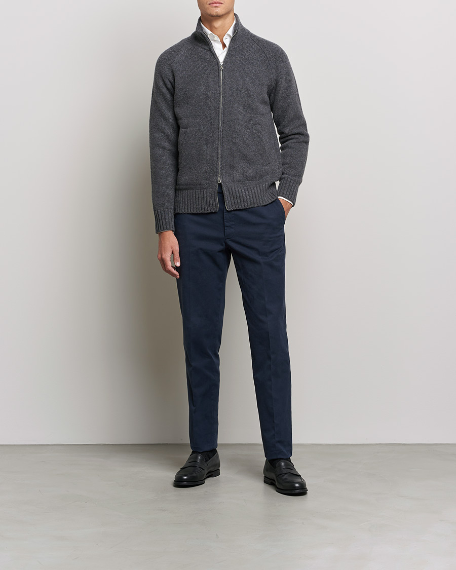Men | Sweaters & Knitwear | Altea | Wool Zip Jacket Grey Melange