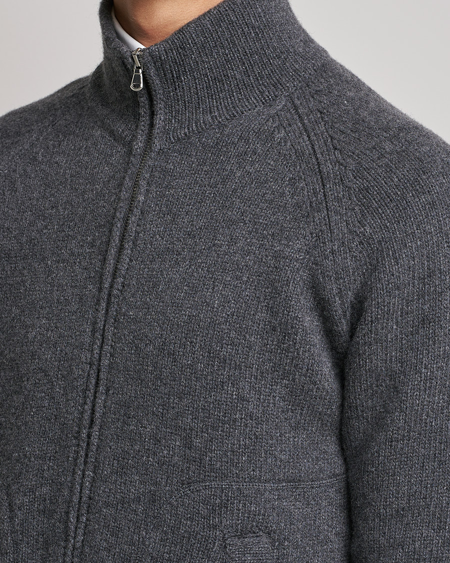 Men | Sweaters & Knitwear | Altea | Wool Zip Jacket Grey Melange