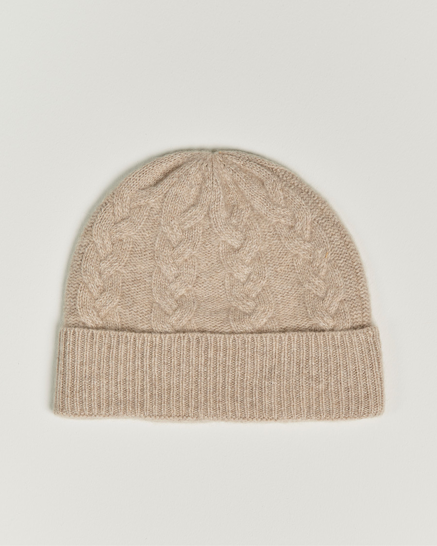 Men | Amanda Christensen Cashmere Cable Knitted Cap Beige Melange | Amanda Christensen | Cashmere Cable Knitted Cap Beige Melange