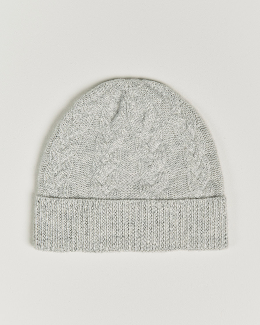 Men | Amanda Christensen Cashmere Cable Knitted Cap Light Grey Melange | Amanda Christensen | Cashmere Cable Knitted Cap Light Grey Melange