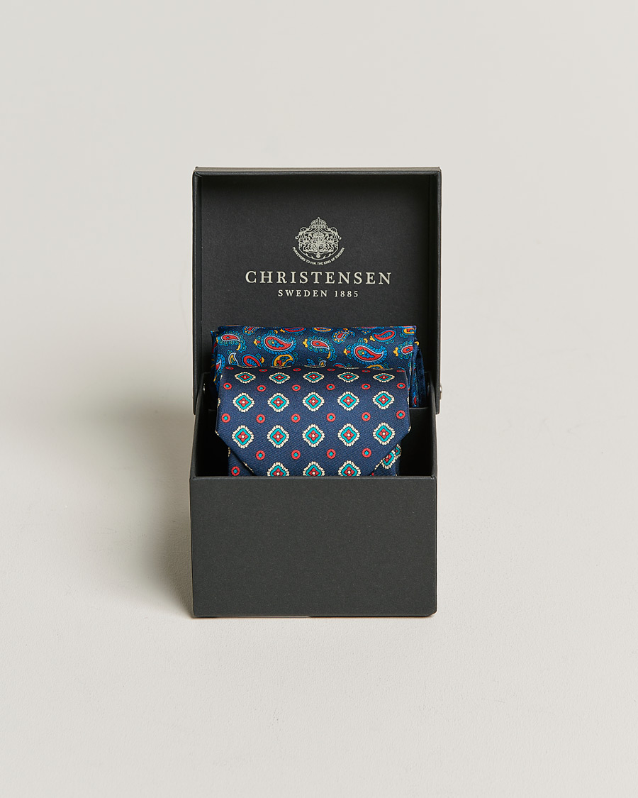 Men | Amanda Christensen Box Set Silk 8cm Tie and Twill Pocket Square Navy | Amanda Christensen | Box Set Silk 8cm Tie and Twill Pocket Square Navy