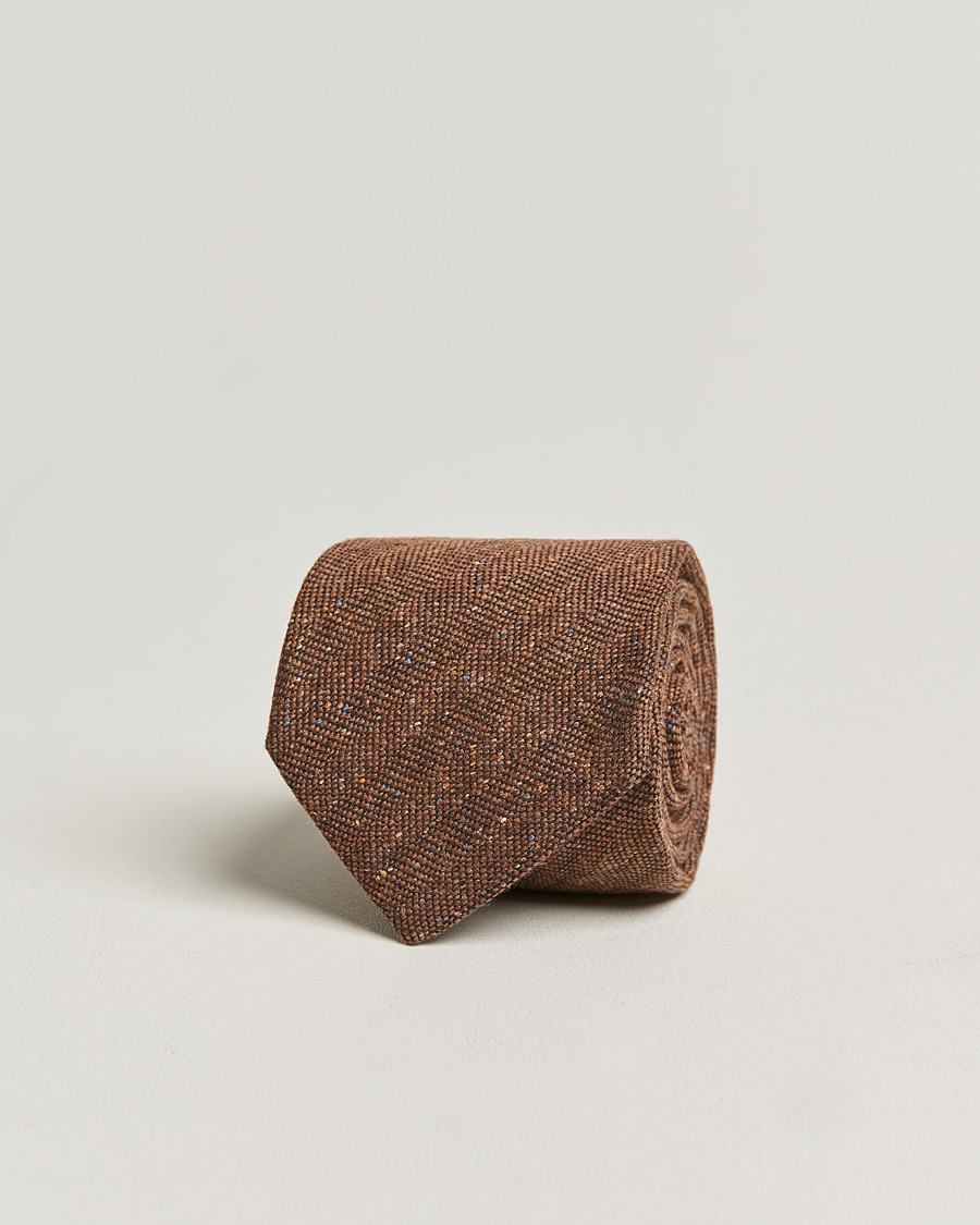 Men |  | Amanda Christensen | Wool/Silk 8cm Donegal Tie Beige