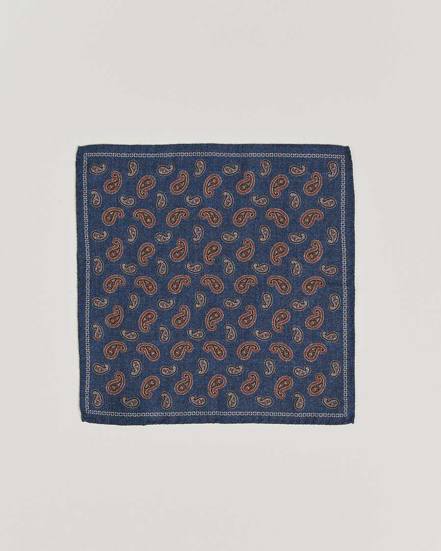 Men |  | Amanda Christensen | Wool Flannel Doublefaced Pocket Square Navy