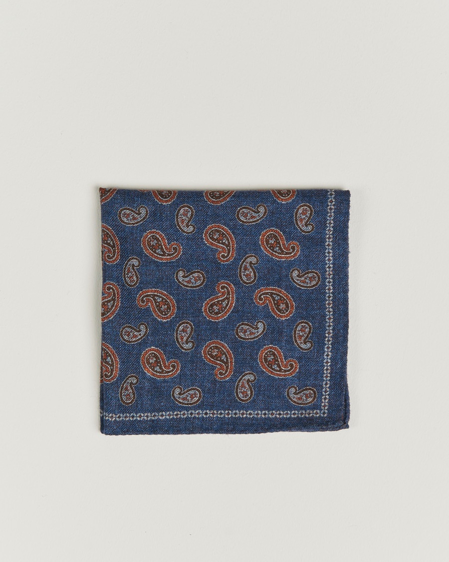 Men | Pocket Squares | Amanda Christensen | Wool Flannel Doublefaced Pocket Square Navy