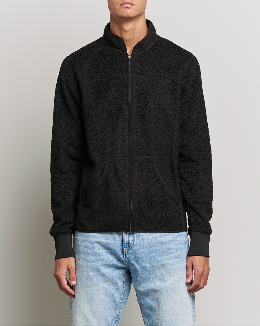 Men | Fleece Sweaters | Bread & Boxers | Full Zip Fleece Jacket Black