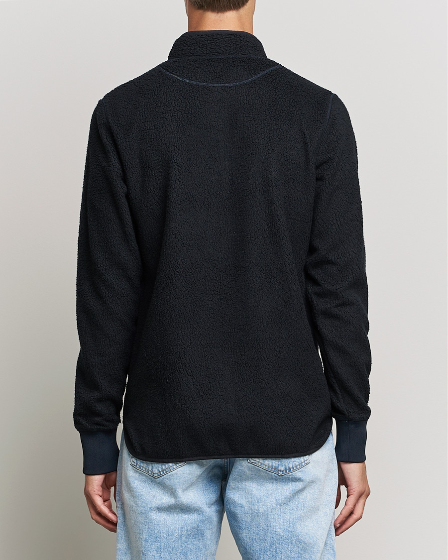 Men | Sweaters & Knitwear | Bread & Boxers | Full Zip Fleece Jacket Navy Blue