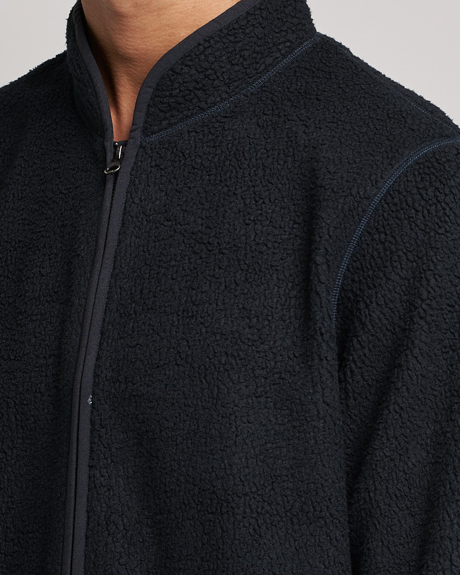 Men | Sweaters & Knitwear | Bread & Boxers | Full Zip Fleece Jacket Navy Blue