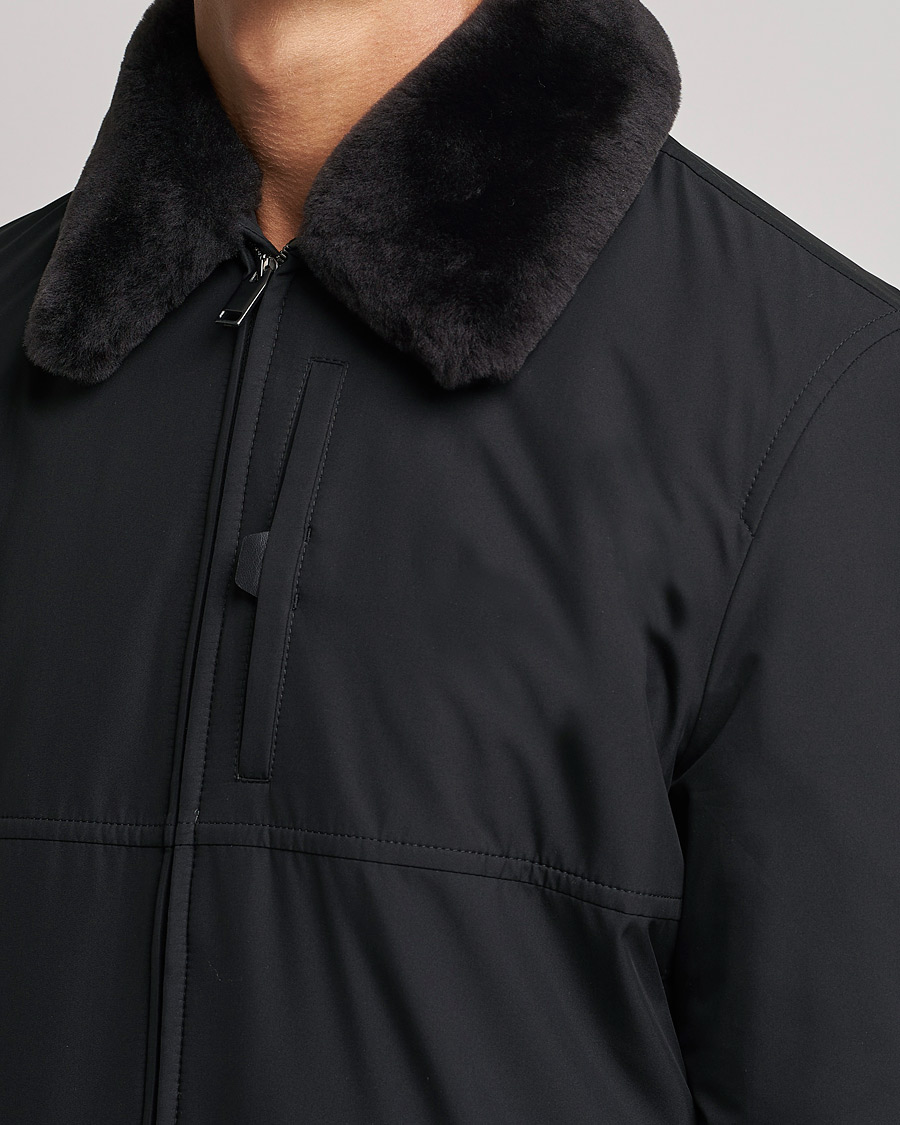 Men | Coats & Jackets | Brioni | Performa Silk Shearling Jacket Black
