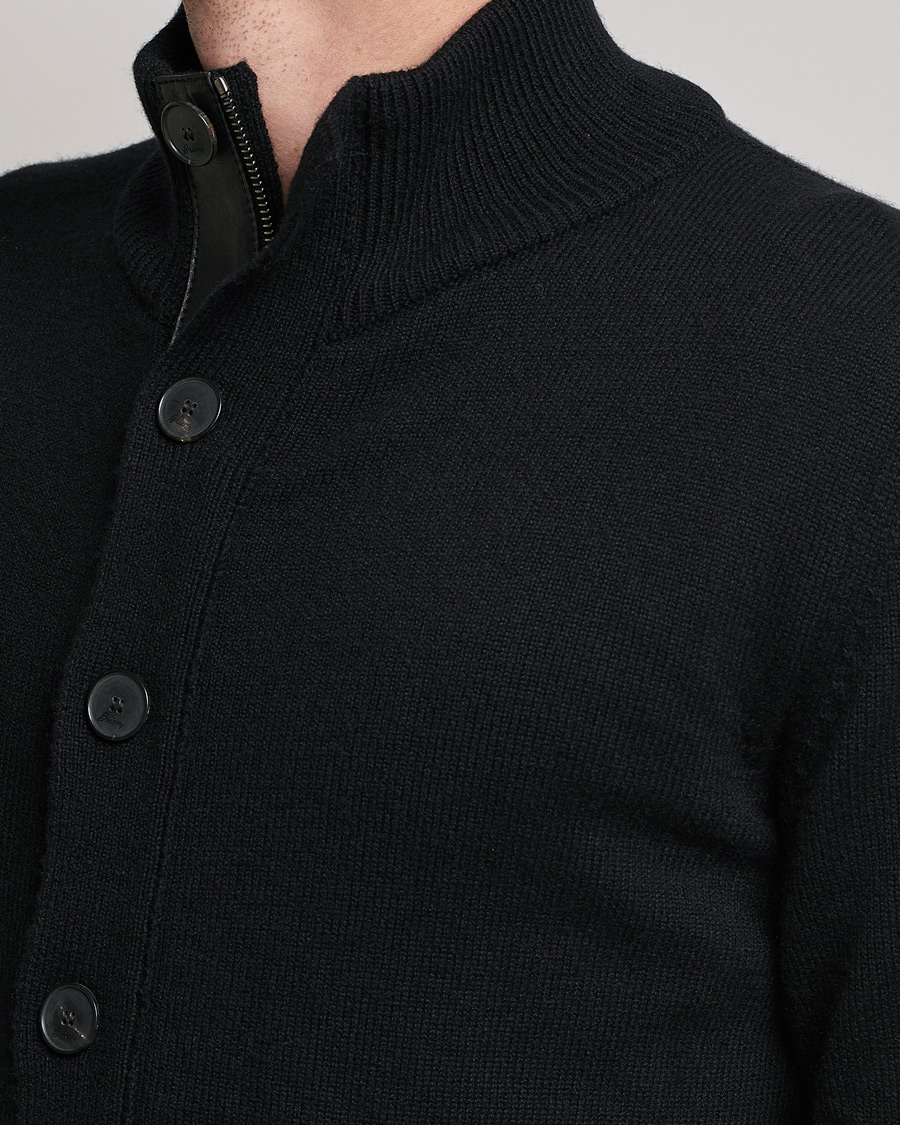 Brioni Cashmere Full Zip Cardigan Black at CareOfCarl.com