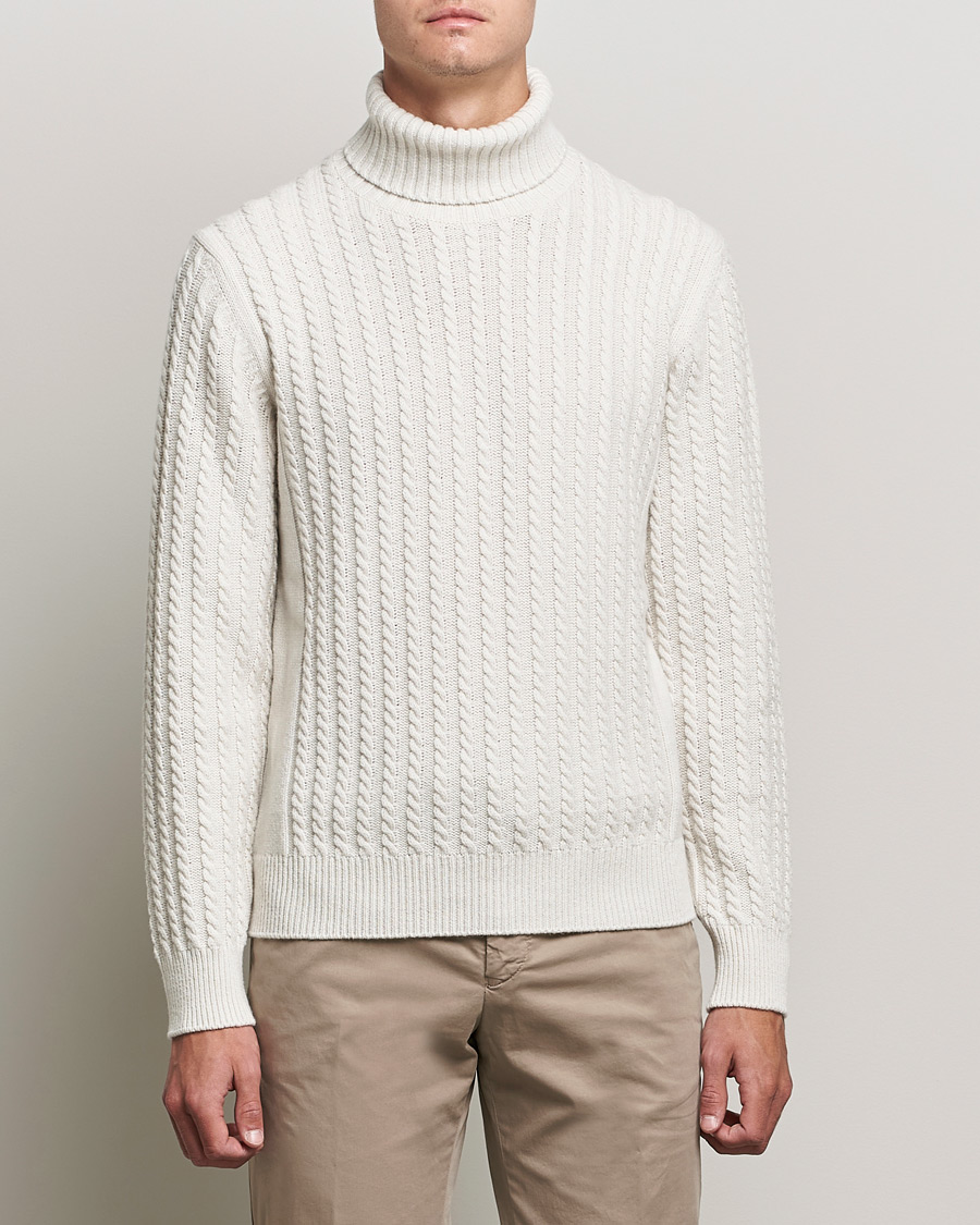 Men | Sweaters & Knitwear | Brioni | Cashmere Cable Turtleneck Off White