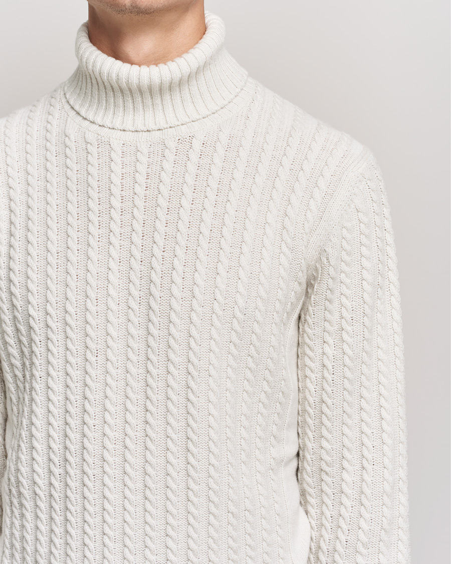 Men | Sweaters & Knitwear | Brioni | Cashmere Cable Turtleneck Off White