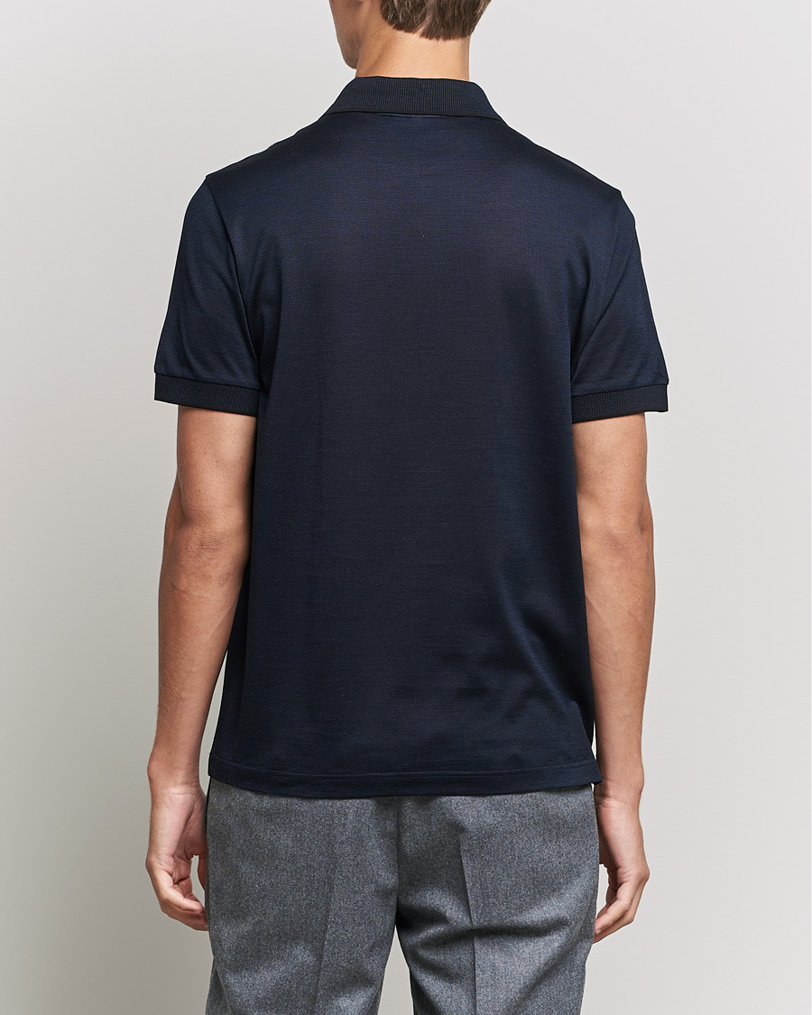 Men | Polo Shirts | Brioni | Cotton/Silk Short Sleeve Polo Navy