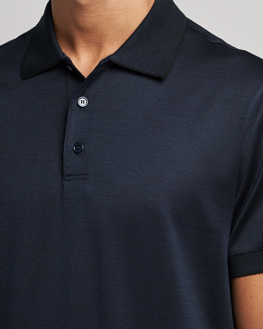 Men | Polo Shirts | Brioni | Cotton/Silk Short Sleeve Polo Navy