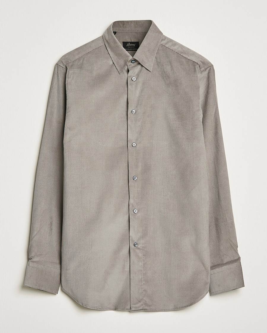 Brioni Sea Island Corduroy Shirt Taupe at CareOfCarl.com