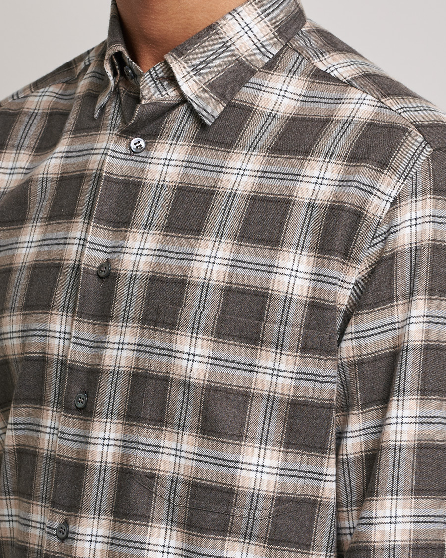 Men | Shirts | Brioni | Check Flannel Shirt Beige