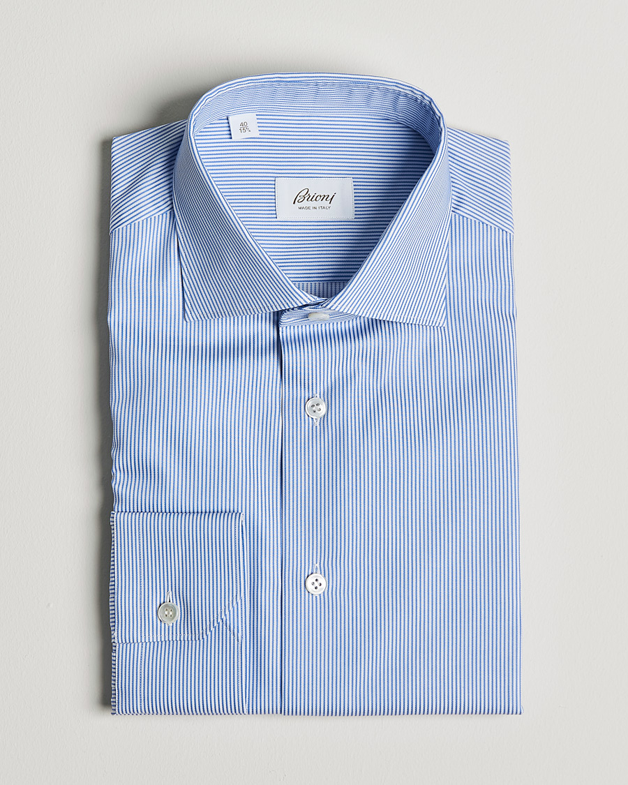 Men | Shirts | Brioni | Slim Fit Dress Shirt Light Blue Stripe