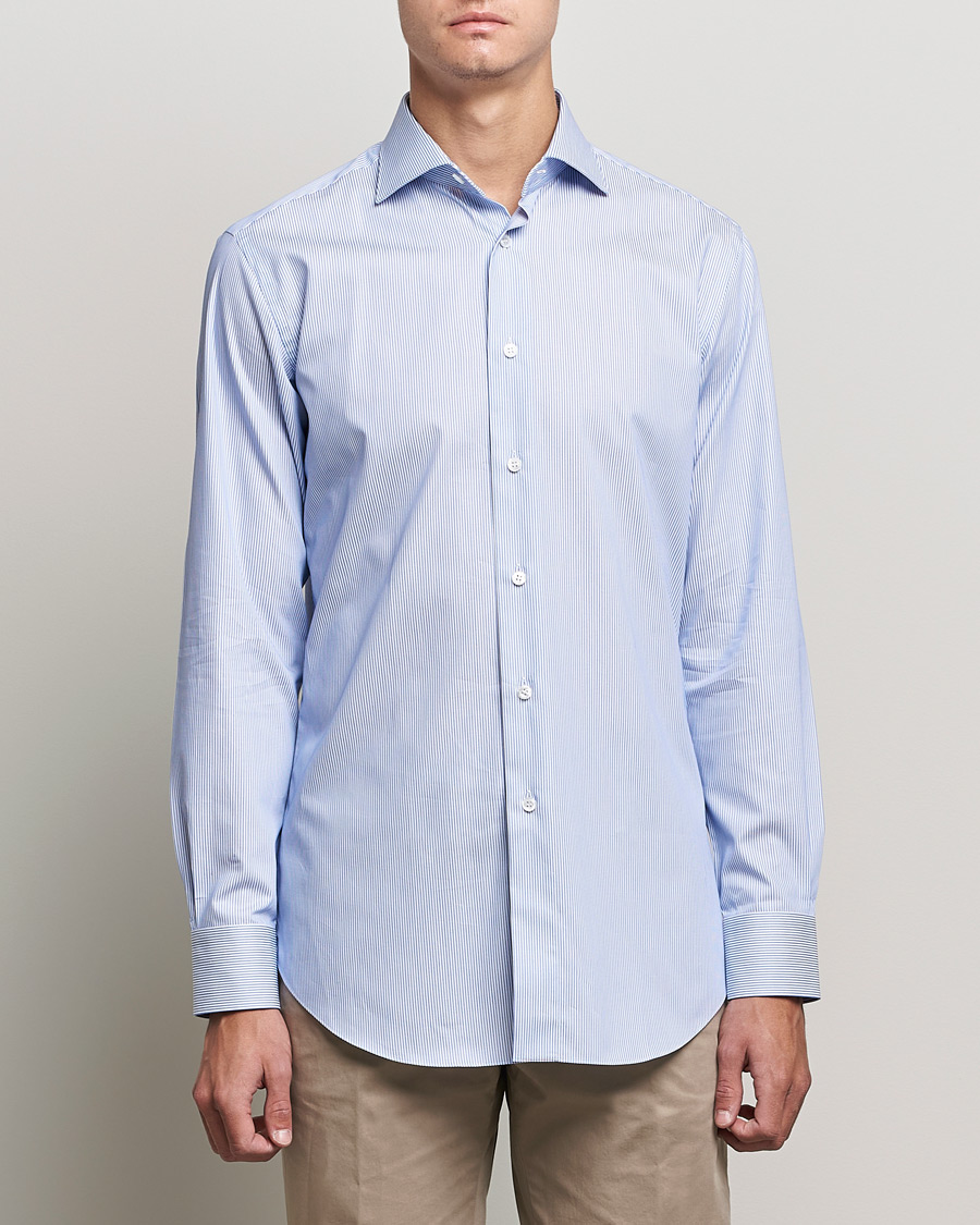 Men | Shirts | Brioni | Slim Fit Dress Shirt Light Blue Stripe