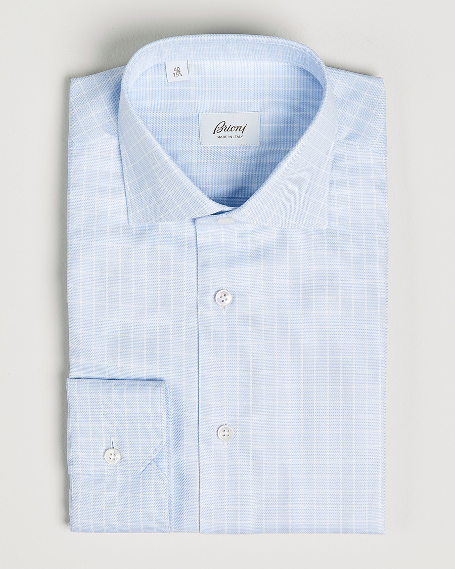 Men | Shirts | Brioni | Slim Fit Dress Shirt Light Blue Check