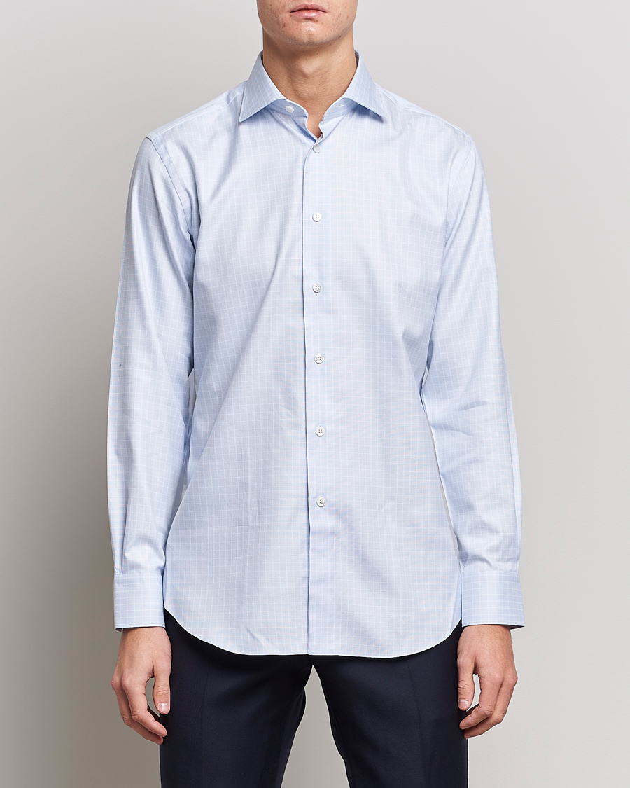 Men | Shirts | Brioni | Slim Fit Dress Shirt Light Blue Check