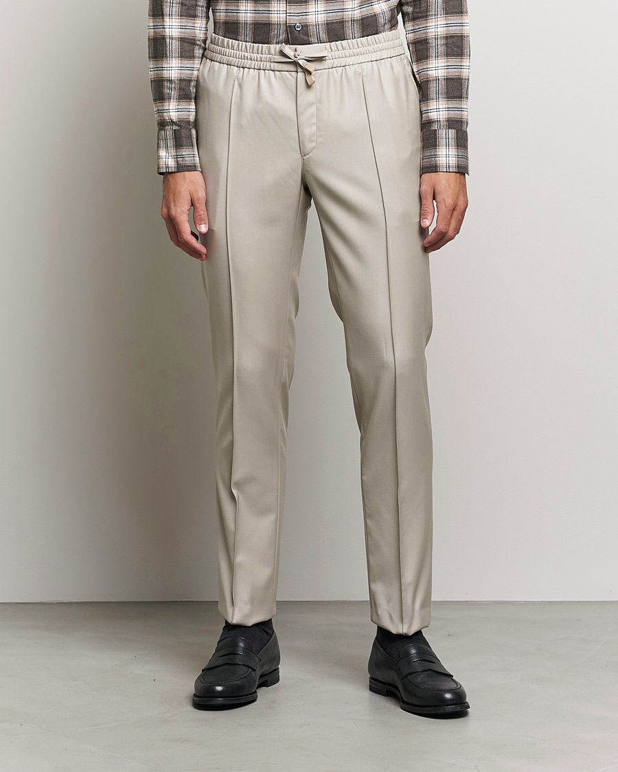 Men |  | Brioni | Wool/Cashmere Drawstring Trousers Beige
