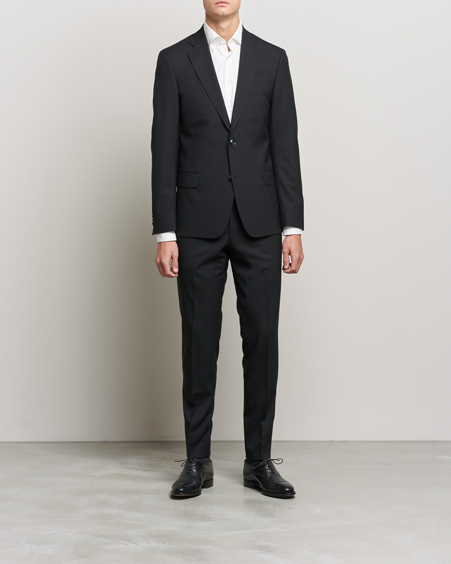 Men | Trousers | Oscar Jacobson | Denz Super 120's Wool Trousers Black