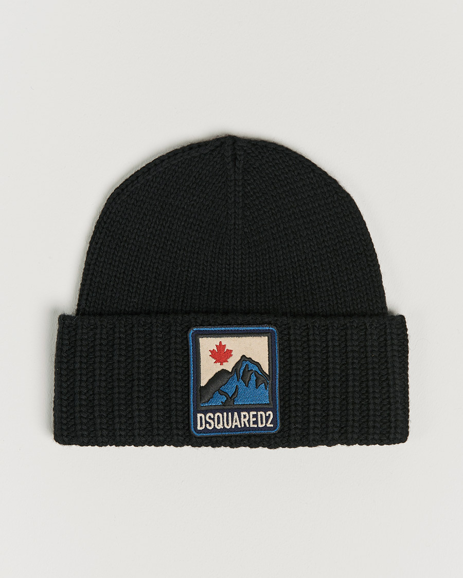 Men | Dsquared2 Wool Patch Beanie Black | Dsquared2 | Wool Patch Beanie Black