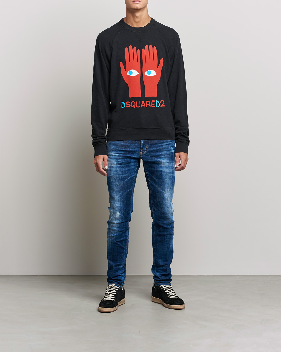 Men | Sweaters & Knitwear | Dsquared2 | Eyes On Hand Sweatshirt Black