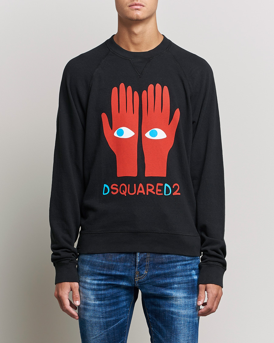 Men | Sweaters & Knitwear | Dsquared2 | Eyes On Hand Sweatshirt Black
