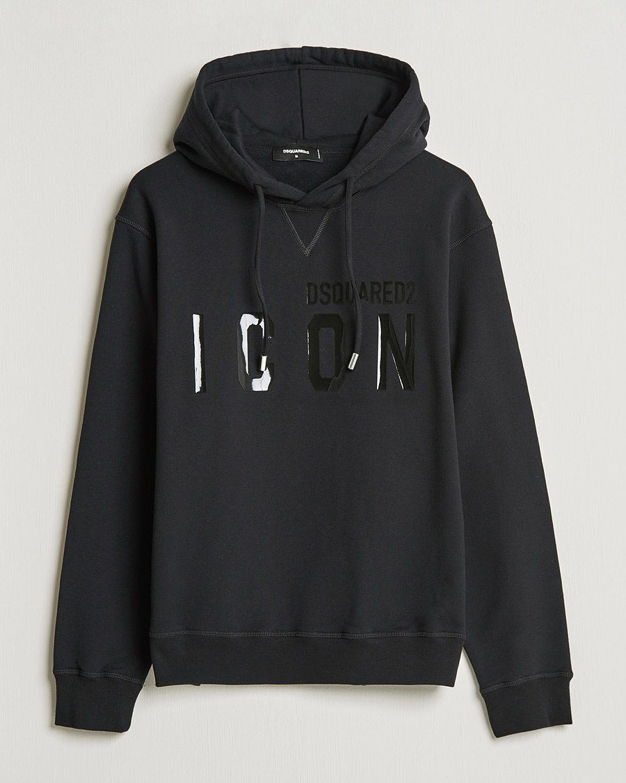 Men | Sweaters & Knitwear | Dsquared2 | Icon Tonal Logo Hoodie Black