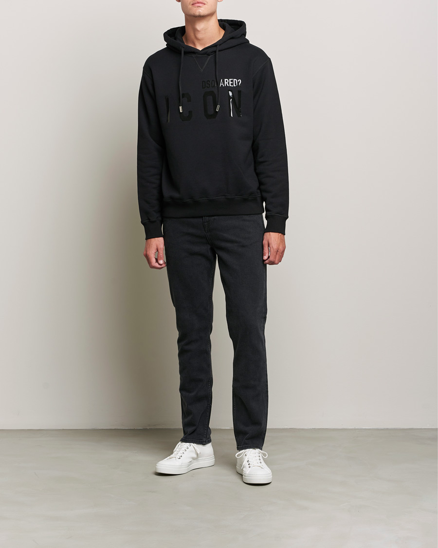 Men | Sweaters & Knitwear | Dsquared2 | Icon Tonal Logo Hoodie Black