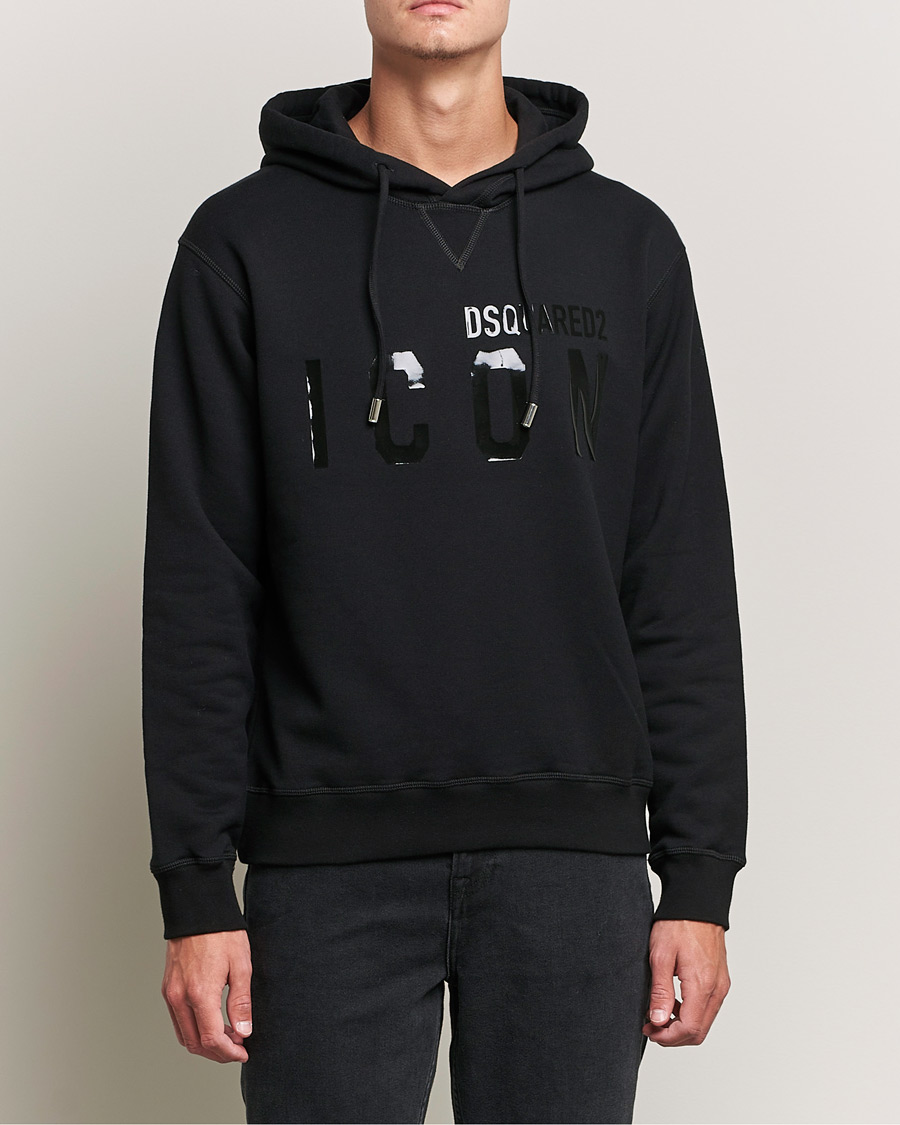 Men | Sweaters & Knitwear | Dsquared2 | Icon Tonal Logo Hoodie Black