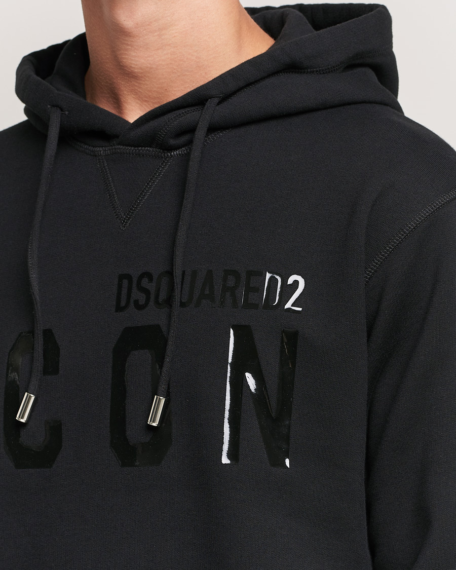 Men | Sweaters & Knitwear | Dsquared2 | Icon Tonal Logo Hoodie Black