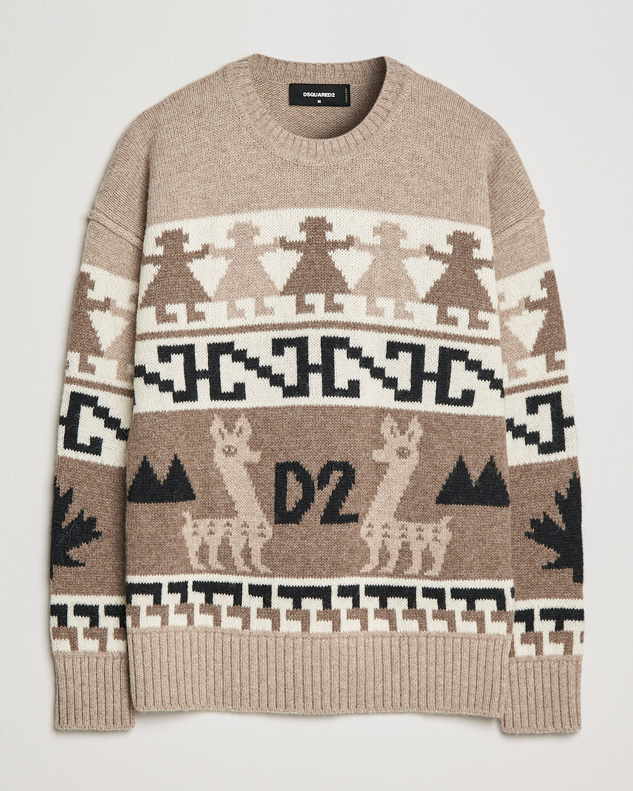 Men | Sweaters & Knitwear | Dsquared2 | Llamas Heavy knitted Sweater Beige