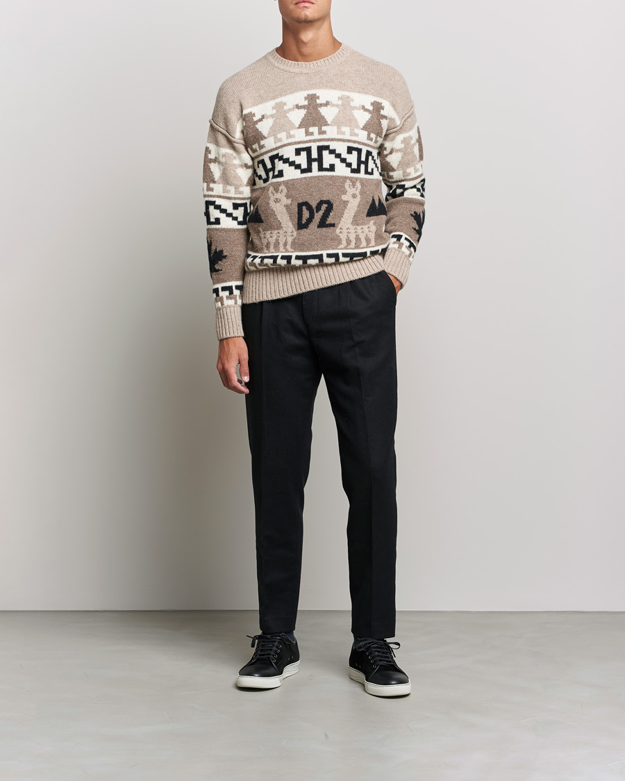 Men | Dsquared2 | Dsquared2 | Llamas Heavy knitted Sweater Beige