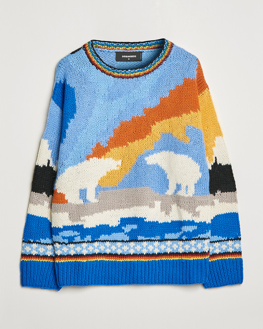 Dsquared2 Bear Dawns Knitted Sweater Blue/White at CareOfCarl.com